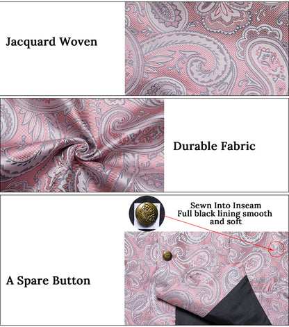 Pink Paisley Men's Collar Vest Set vest set    - Sophisticated Gentlemen