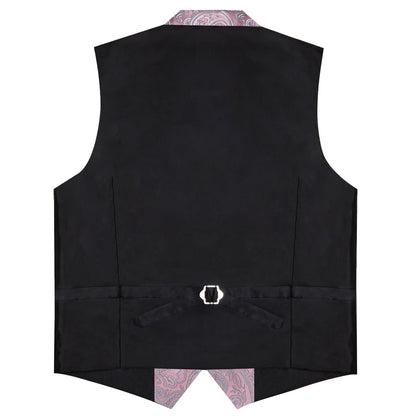 Pink Paisley Men's Collar Vest Set vest set    - Sophisticated Gentlemen
