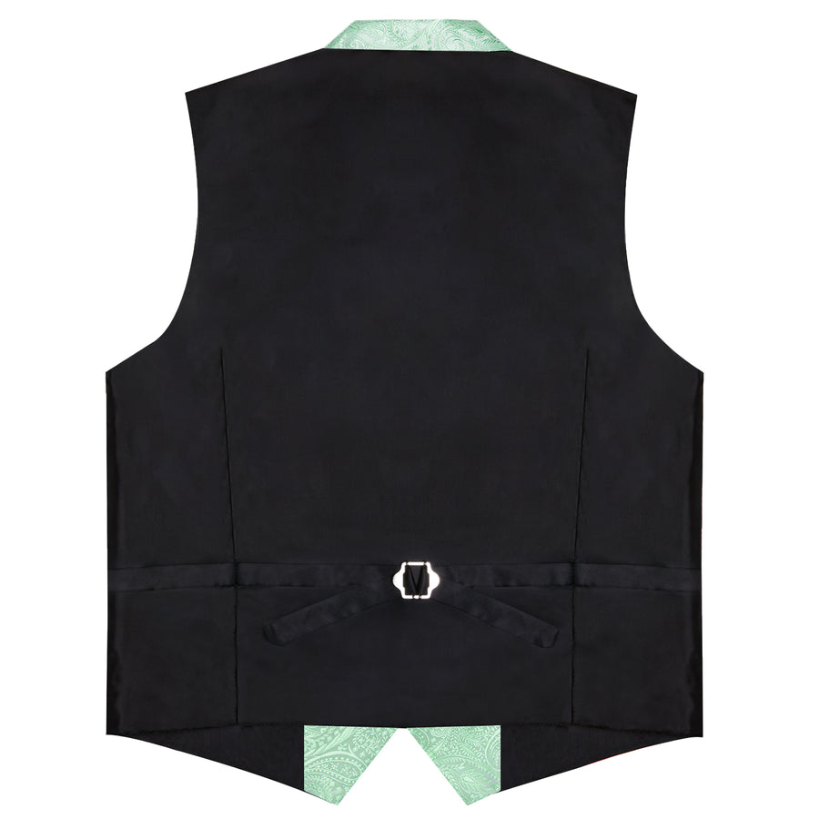 Mint Green Paisley Notched Collar Vest Set vest set    - Sophisticated Gentlemen