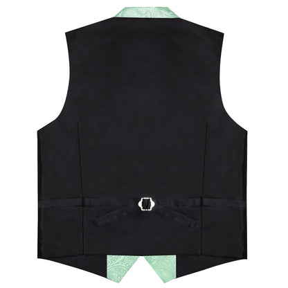 Mint Green Paisley Notched Collar Vest Set vest set    - Sophisticated Gentlemen