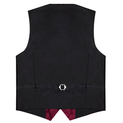 Burgundy Red Luxury Paisley Jacquard Men's Collar Vest Set vest set    - Sophisticated Gentlemen