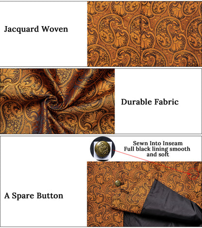 Golden Luxury Paisley Jacquard Men's Collar Vest Set vest set    - Sophisticated Gentlemen