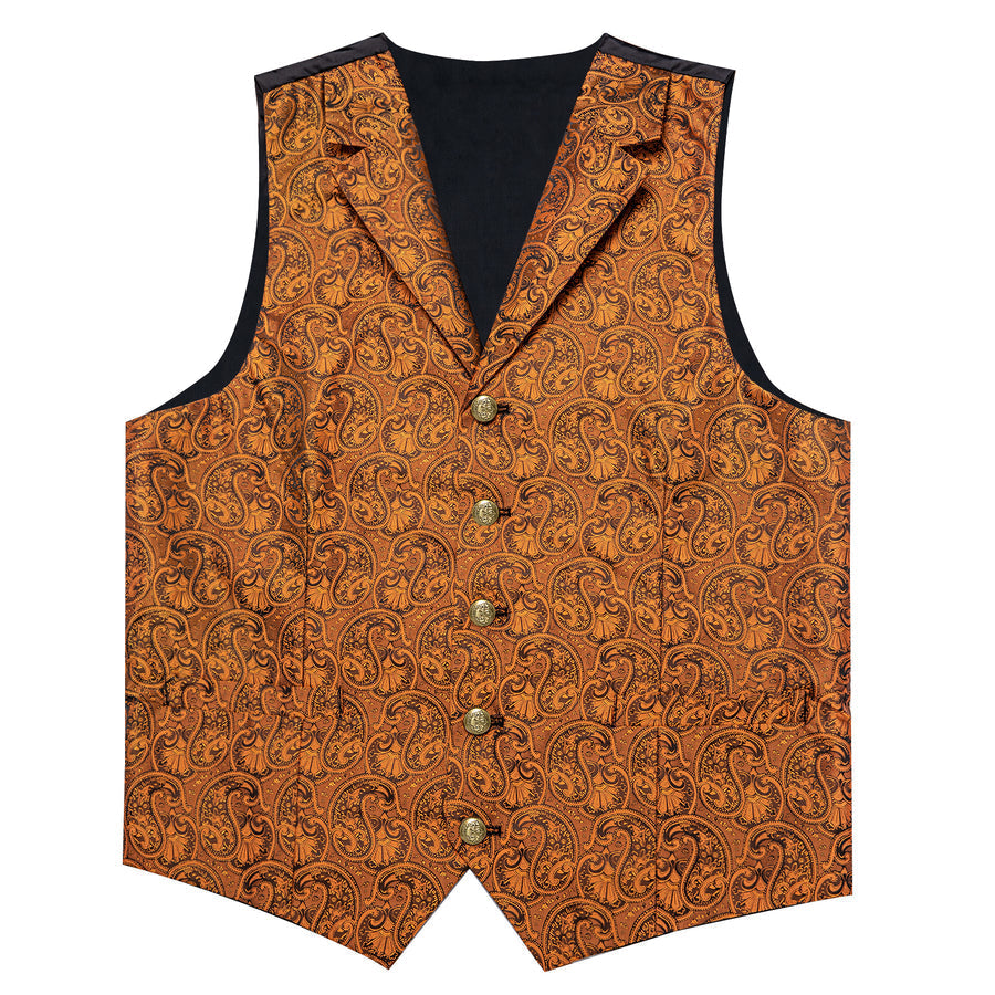 Golden Luxury Paisley Jacquard Men's Collar Vest Set vest set    - Sophisticated Gentlemen