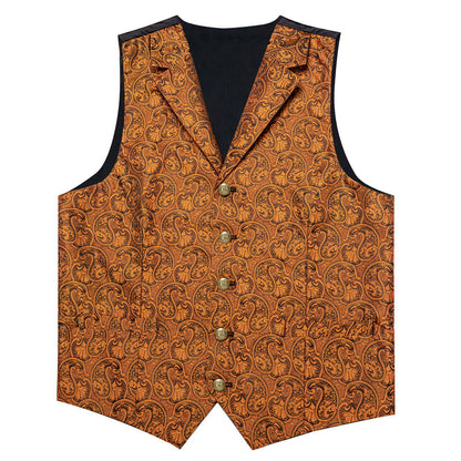 Golden Luxury Paisley Jacquard Men's Collar Vest Set vest set    - Sophisticated Gentlemen