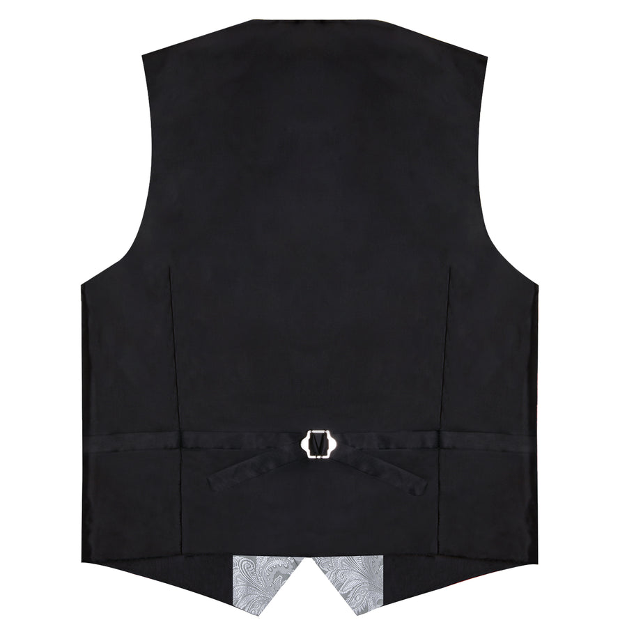 Silver Luxury Paisley Jacquard Men's Vest Set vest set    - Sophisticated Gentlemen
