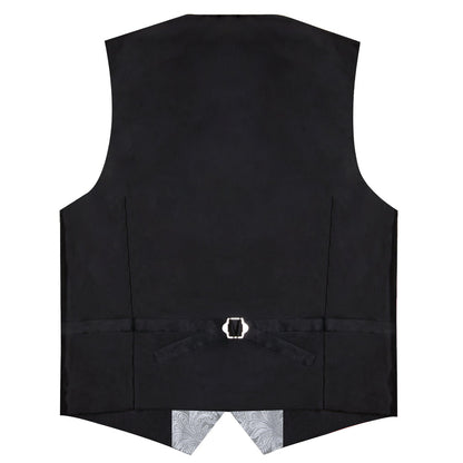 Silver Luxury Paisley Jacquard Men's Vest Set vest set    - Sophisticated Gentlemen