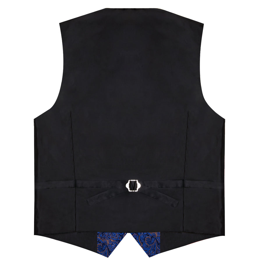 Dark Blue Yellow Luxury Paisley Jacquard Men's Vest Set vest set    - Sophisticated Gentlemen