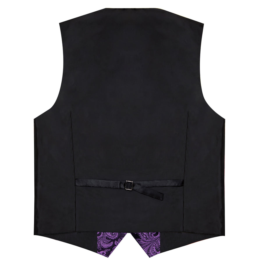 Purple Luxury Paisley Jacquard Men's Collar Vest Set vest set    - Sophisticated Gentlemen