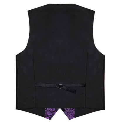Purple Luxury Paisley Jacquard Men's Collar Vest Set vest set    - Sophisticated Gentlemen