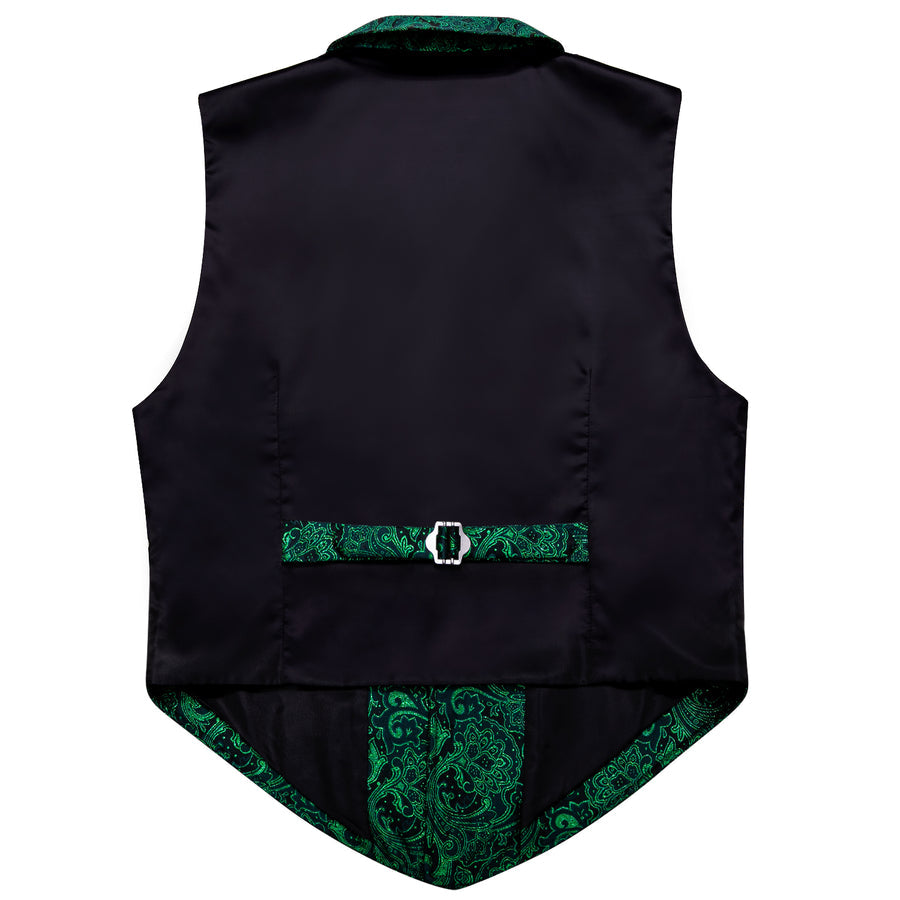 Green Paisley Jacquard Men's Collar Victorian Vest Set vest set    - Sophisticated Gentlemen