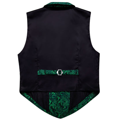Green Paisley Jacquard Men's Collar Victorian Vest Set vest set    - Sophisticated Gentlemen