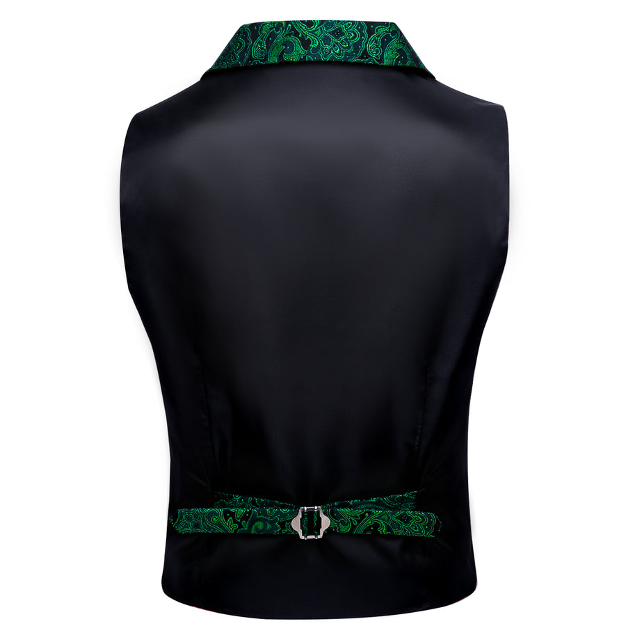 Green Paisley Jacquard Men's Collar Victorian Vest Set vest set    - Sophisticated Gentlemen