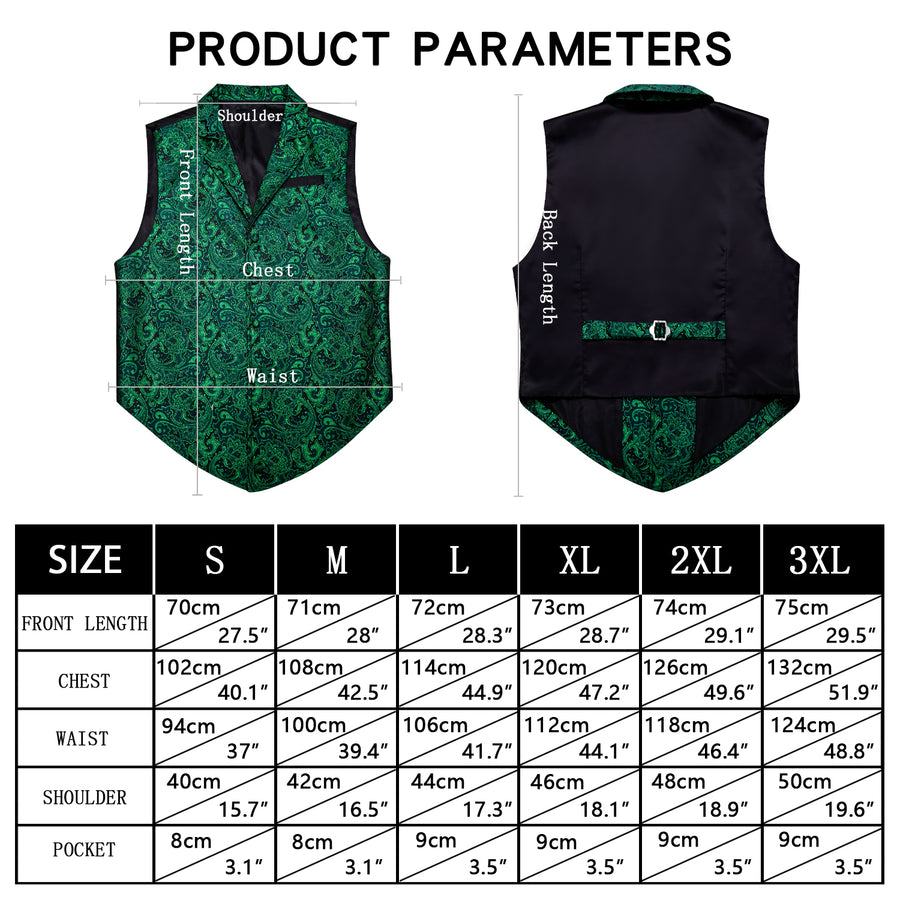 Green Paisley Jacquard Men's Collar Victorian Vest Set vest set    - Sophisticated Gentlemen