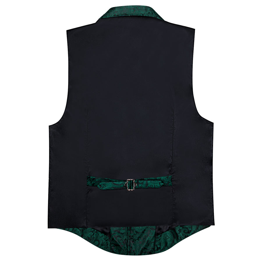 Dark Green Floral Jacquard Men's Collar Suit Vest Set vest set    - Sophisticated Gentlemen