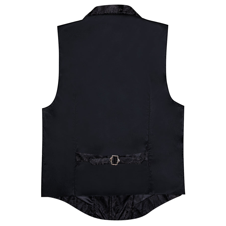 Black Floral Jacquard Men's Collar Suit Vest Set vest set    - Sophisticated Gentlemen