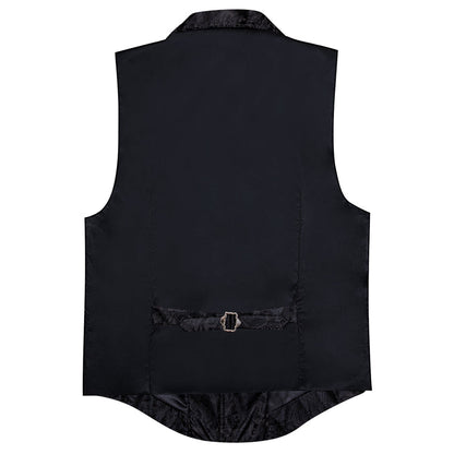Black Floral Jacquard Men's Collar Suit Vest Set vest set    - Sophisticated Gentlemen
