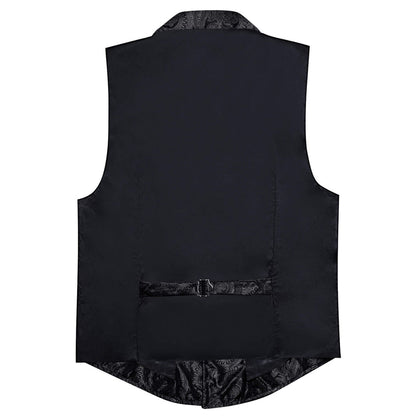 Black Paisley Silk Notched Collar Suit Vest Set vest set    - Sophisticated Gentlemen