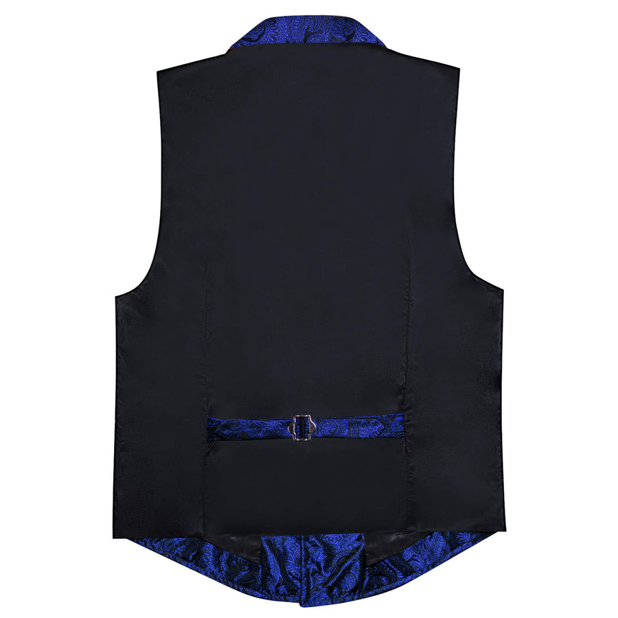 Blue Paisley Silk Notched Collar Vest Set vest set    - Sophisticated Gentlemen