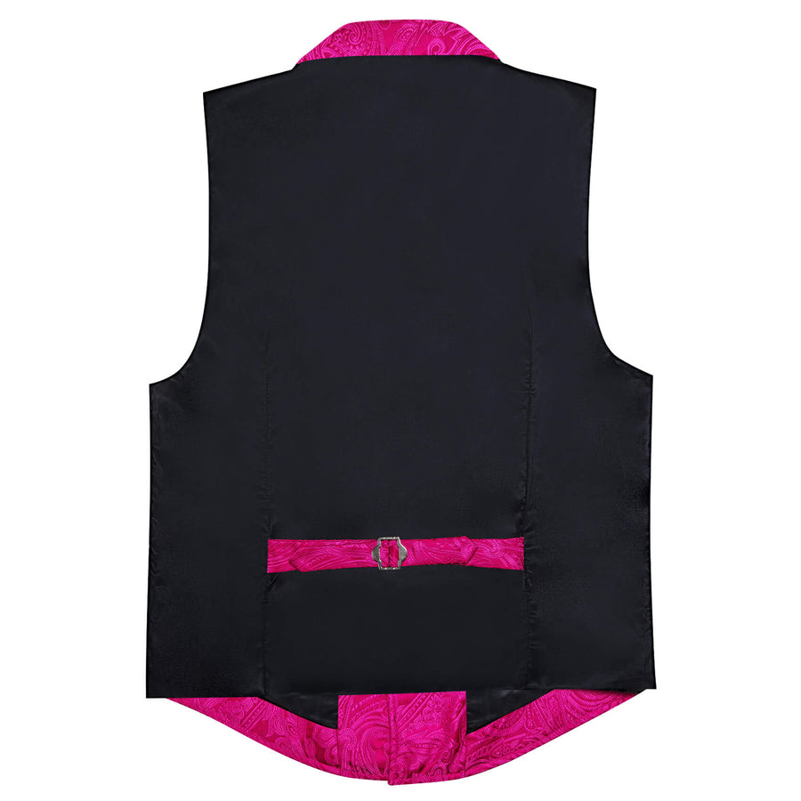 Hot Pink Floral Silk Notched Collar Vest Set vest set    - Sophisticated Gentlemen