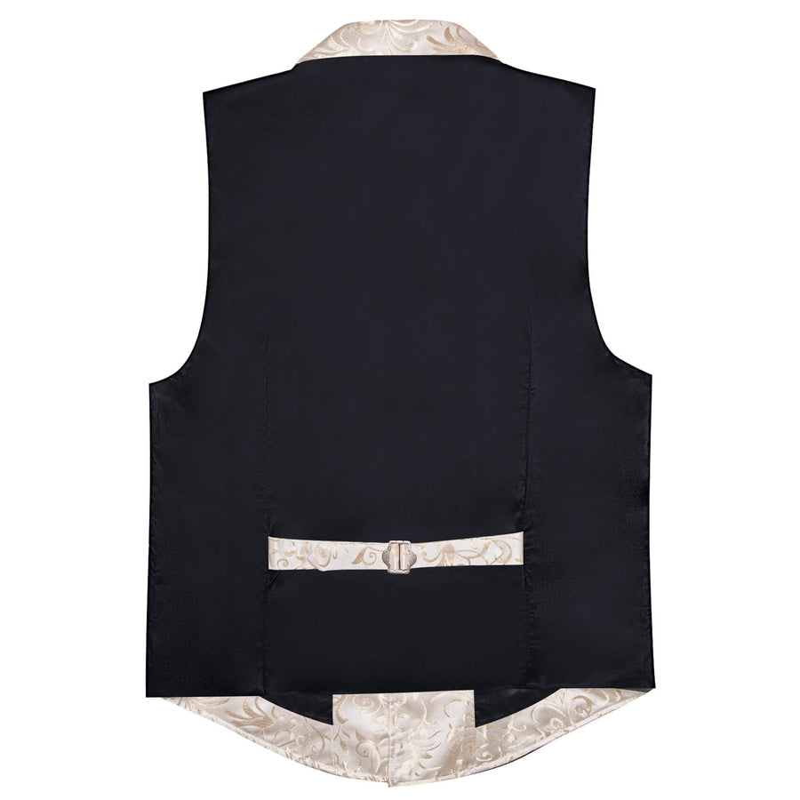 Champagne Floral Silk Notched Collar Vest Set vest set    - Sophisticated Gentlemen