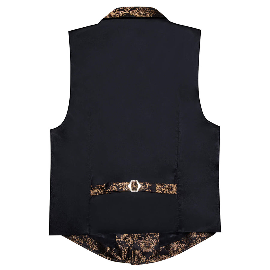New Black Tortilla Brown Floral Silk Waistcoat Suit Vest Set vest set    - Sophisticated Gentlemen