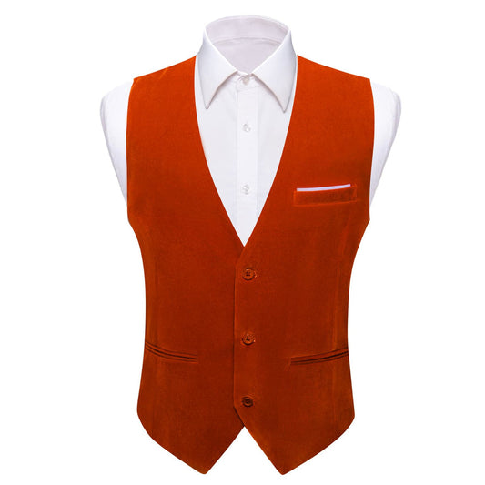 Red Solid Men's Flannelette Work Dress Vest Set vest set S (Chest 40")   - Sophisticated Gentlemen