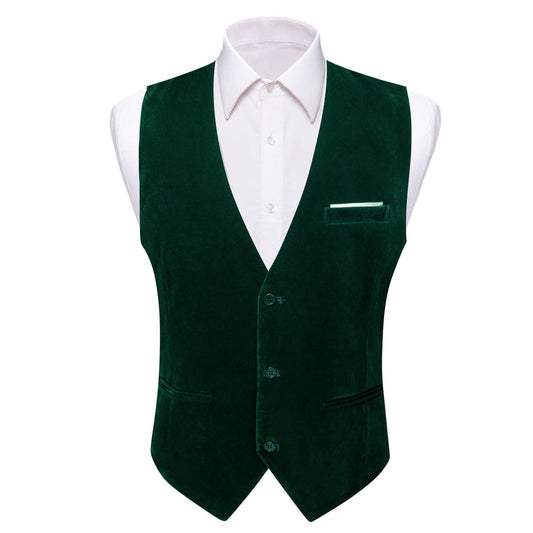 Sapphire Pine Green Solid Men's Flannelette Work Dress Vest Set vest set S (Chest 40")   - Sophisticated Gentlemen