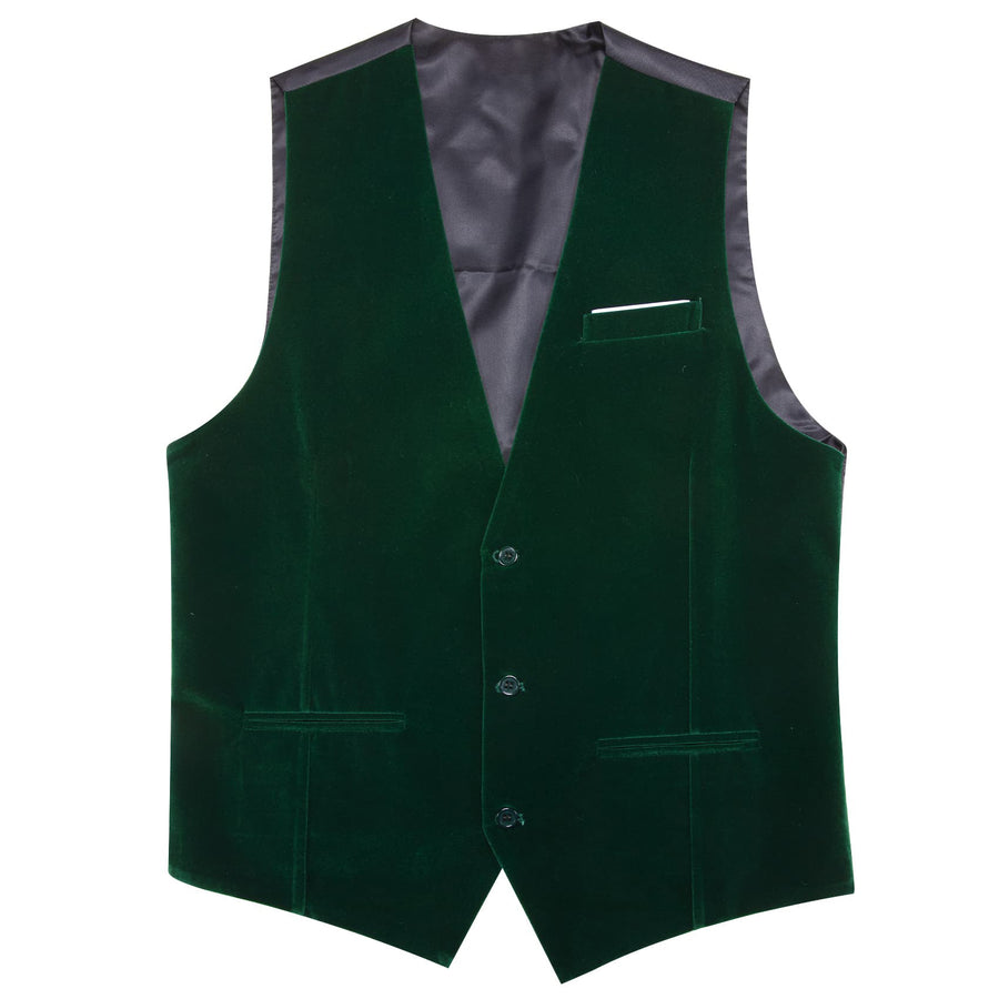 Sapphire Pine Green Solid Men's Flannelette Work Dress Vest Set vest set    - Sophisticated Gentlemen