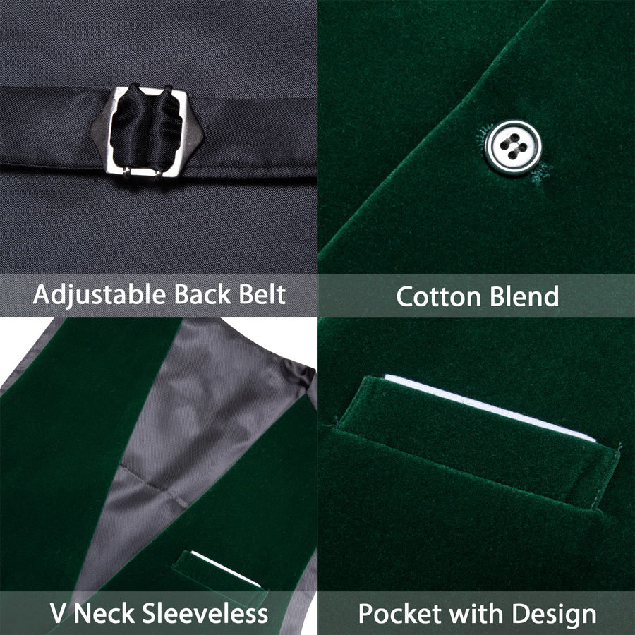 Sapphire Pine Green Solid Men's Flannelette Work Dress Vest Set vest set    - Sophisticated Gentlemen