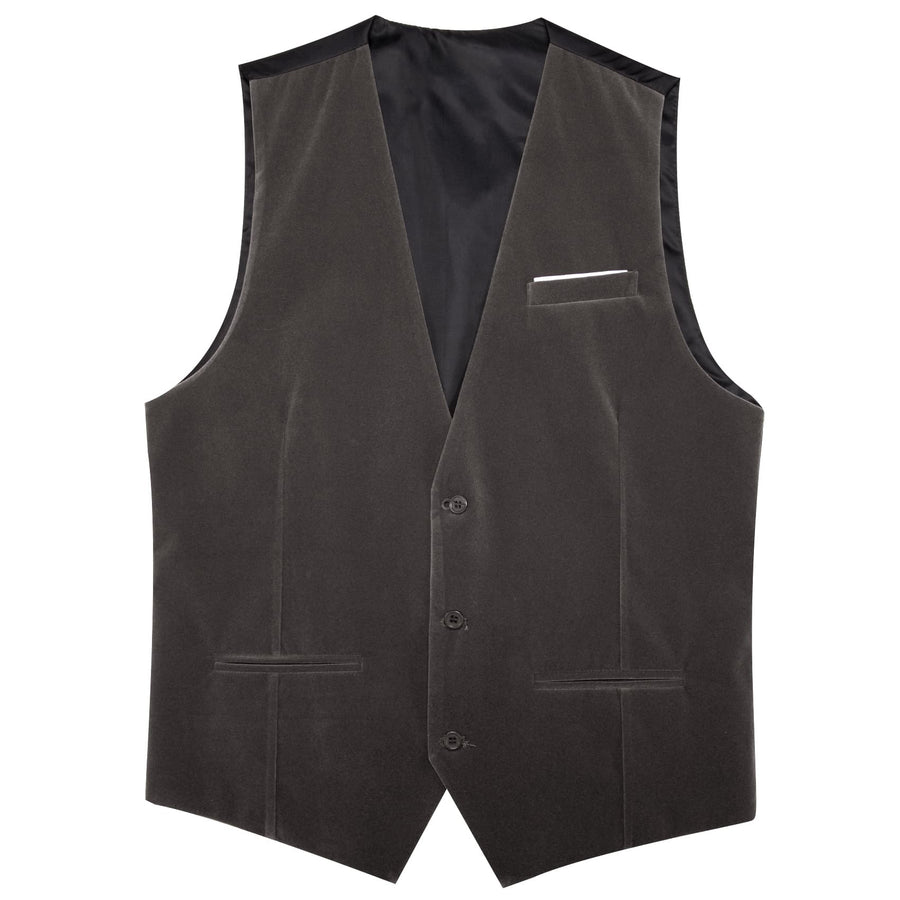Ash Grey Solid Men's Flannelette Work Dress Vest Set vest set    - Sophisticated Gentlemen