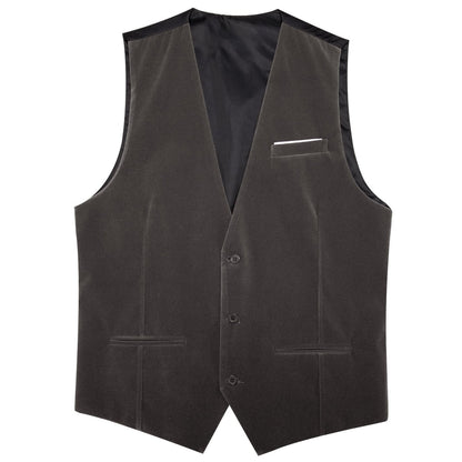 Ash Grey Solid Men's Flannelette Work Dress Vest Set vest set    - Sophisticated Gentlemen