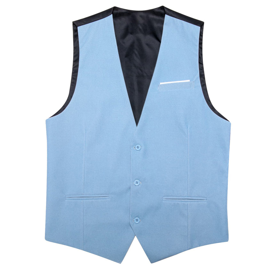 Arctic Blue Solid Men's Flannelette Work Dress Vest Set vest set    - Sophisticated Gentlemen