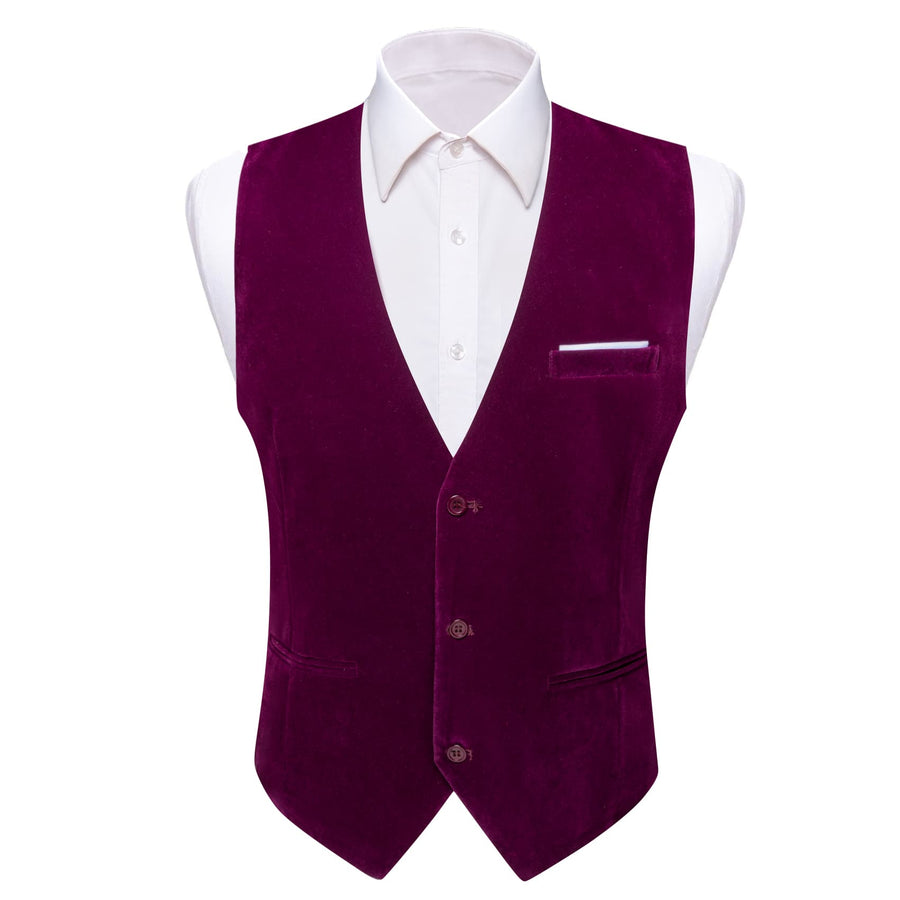 Mulberry Purple Solid Men's Flannelette Work Dress Vest Set vest set S (Chest 40")   - Sophisticated Gentlemen