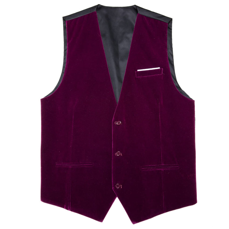 Mulberry Purple Solid Men's Flannelette Work Dress Vest Set vest set    - Sophisticated Gentlemen