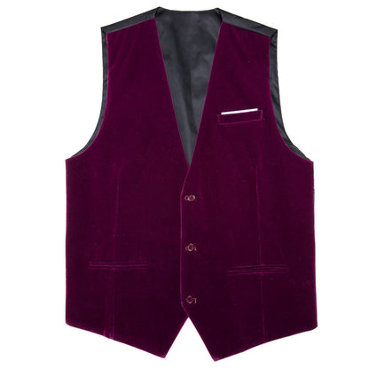 Mulberry Purple Solid Men's Flannelette Work Dress Vest Set vest set    - Sophisticated Gentlemen