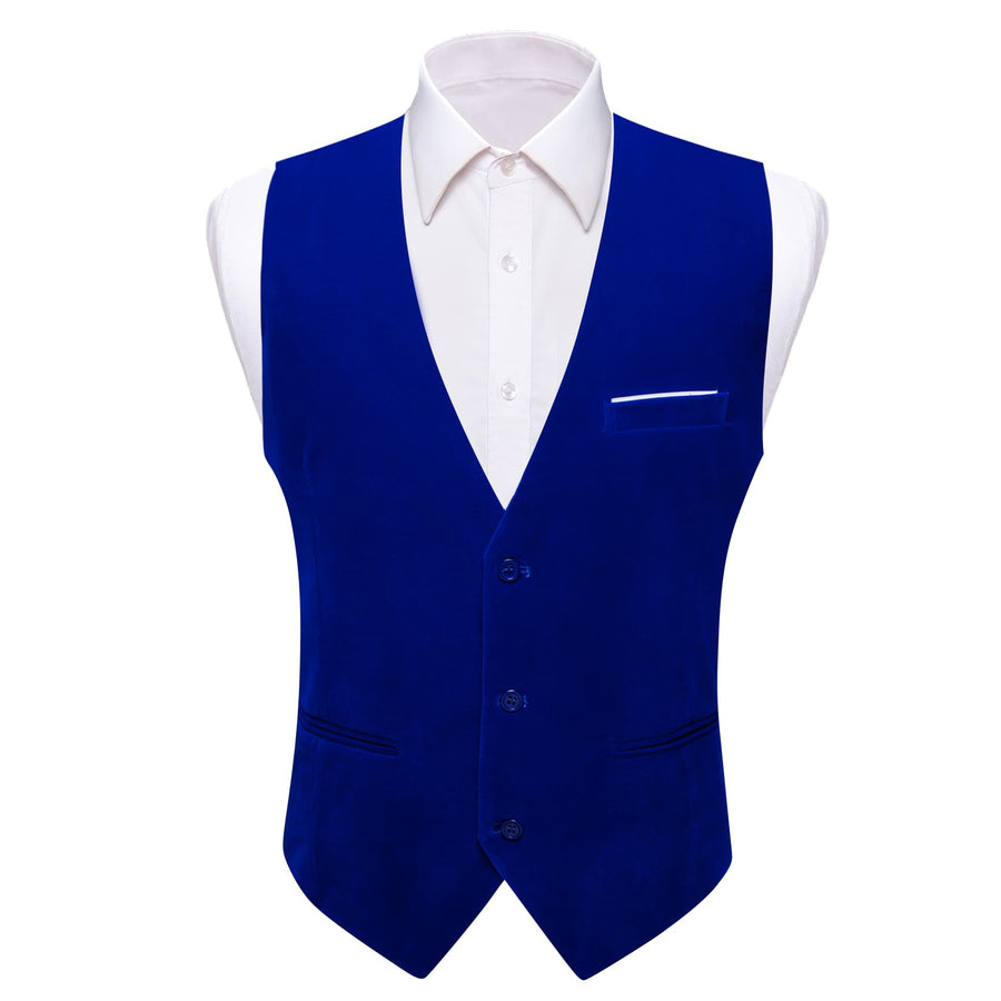 Blue Solid Men's Flannelette Work Dress Vest Set vest set S (Chest 40")   - Sophisticated Gentlemen