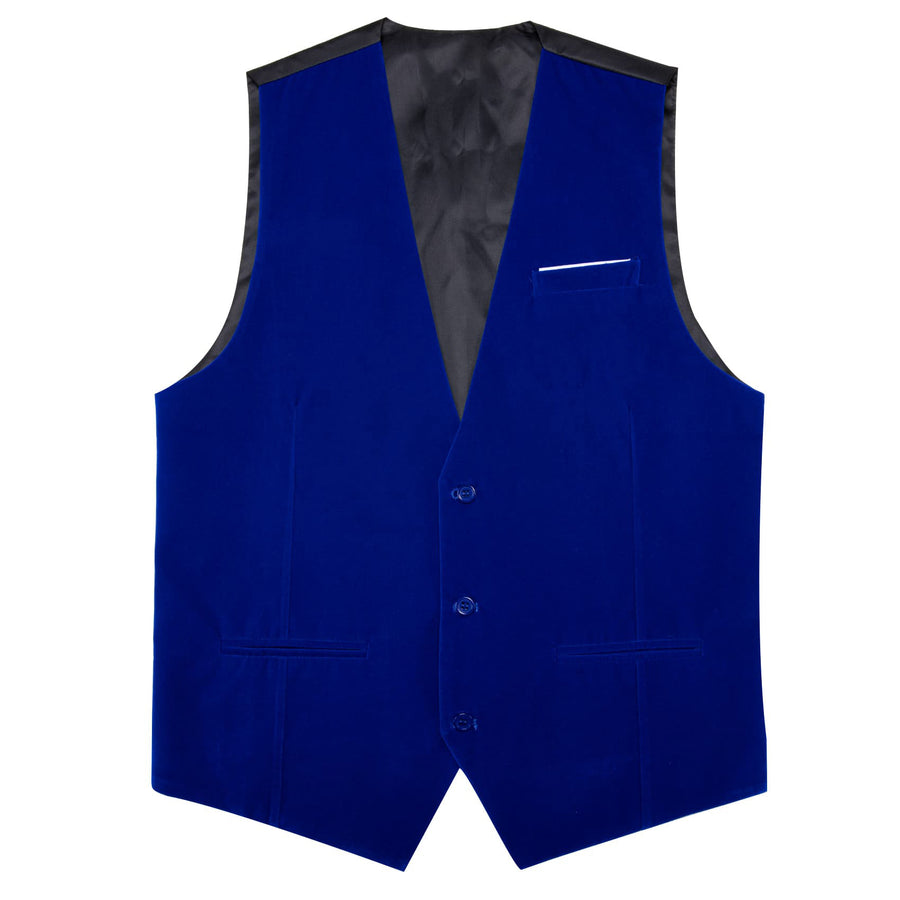 Blue Solid Men's Flannelette Work Dress Vest Set vest set    - Sophisticated Gentlemen