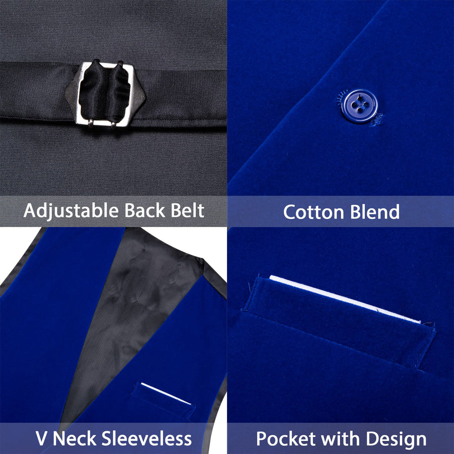 Blue Solid Men's Flannelette Work Dress Vest Set vest set    - Sophisticated Gentlemen