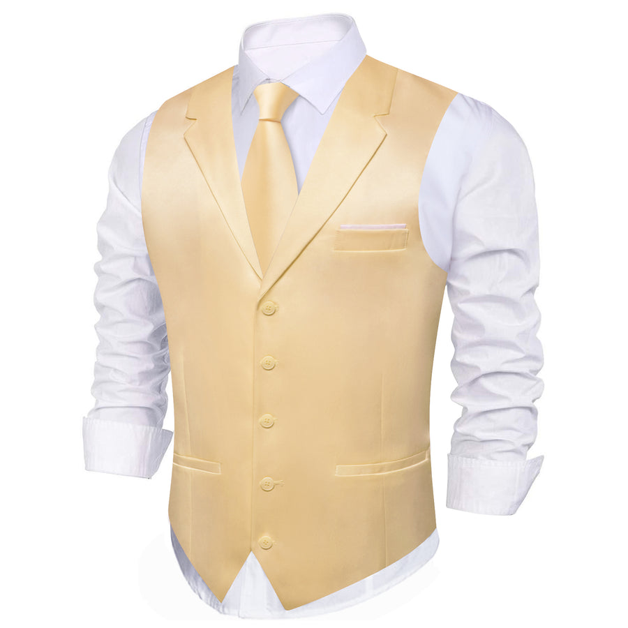 New Wheat Solid Jacquard Men's Collar Vest Set vest set    - Sophisticated Gentlemen