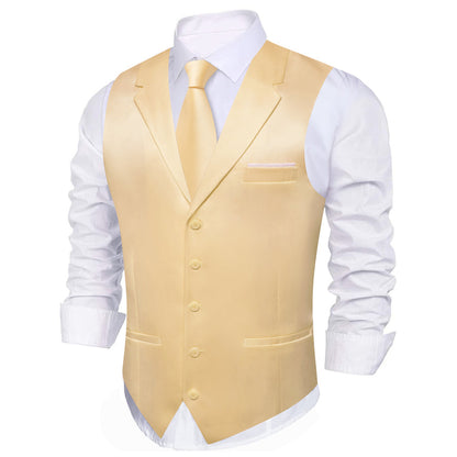 New Wheat Solid Jacquard Men's Collar Vest Set vest set    - Sophisticated Gentlemen
