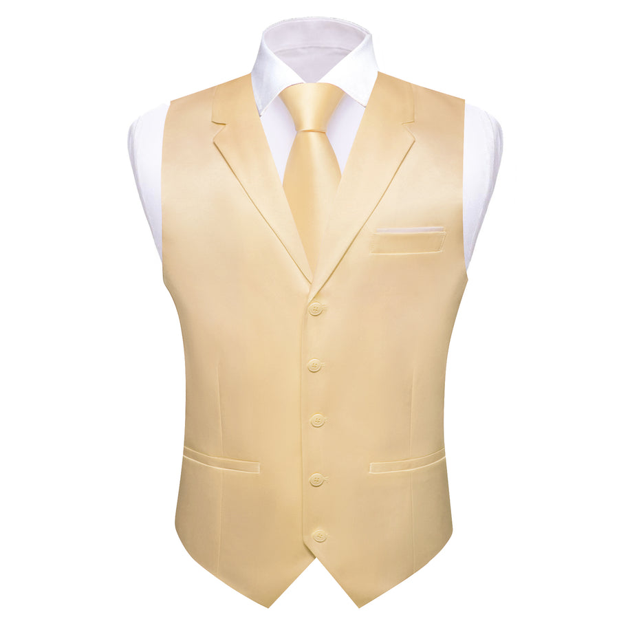 New Wheat Solid Jacquard Men's Collar Vest Set vest set    - Sophisticated Gentlemen