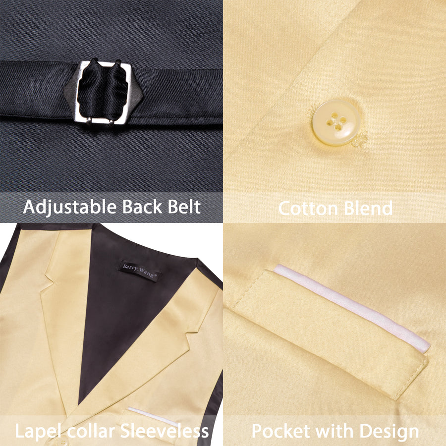 New Wheat Solid Jacquard Men's Collar Vest Set vest set    - Sophisticated Gentlemen