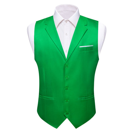 Lime Green Solid Jacquard Notched Collar Vest Set vest set S (Chest 40")   - Sophisticated Gentlemen