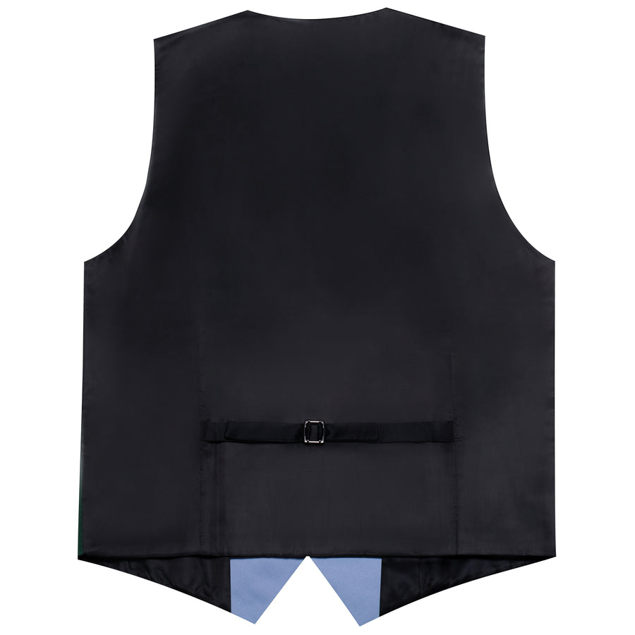 New Light Steel Blue Solid Jacquard Men's Collar Vest Set vest set    - Sophisticated Gentlemen