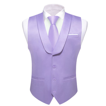 New Plum Solid Jacquard Men's Collar Vest Set vest set    - Sophisticated Gentlemen