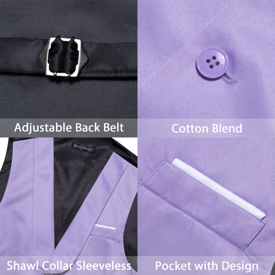 New Plum Solid Jacquard Men's Collar Vest Set vest set    - Sophisticated Gentlemen