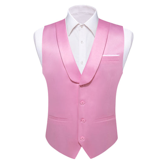 New Hot Pink Solid Jacquard Men's Collar Vest Set vest set S (Chest 40")   - Sophisticated Gentlemen