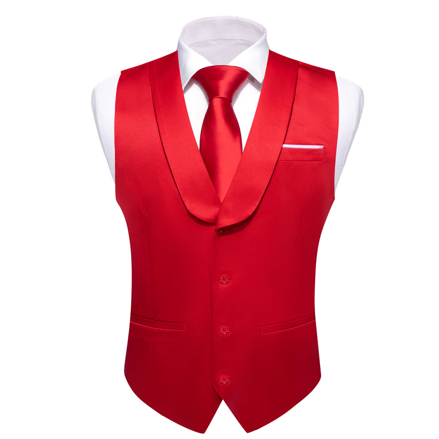 New Red Solid Jacquard Men's Collar Vest Set vest set    - Sophisticated Gentlemen