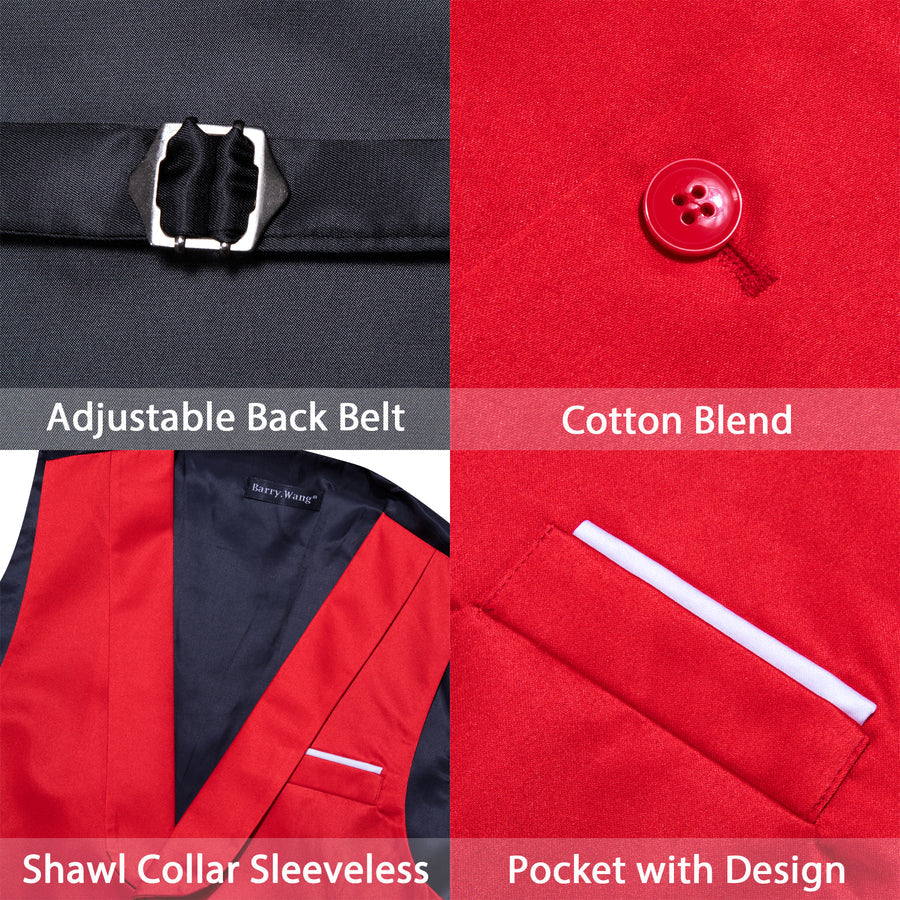 New Red Solid Jacquard Men's Collar Vest Set vest set    - Sophisticated Gentlemen