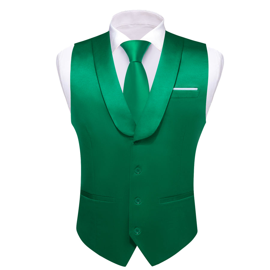 New Green Solid Jacquard Men's Collar Vest Set vest set    - Sophisticated Gentlemen